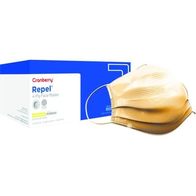 Cranberry Repel 4-Ply Earloop Procedure Face Mask, ASTM Level 3, Gold, 50/Box, R2960 thumbnail 10