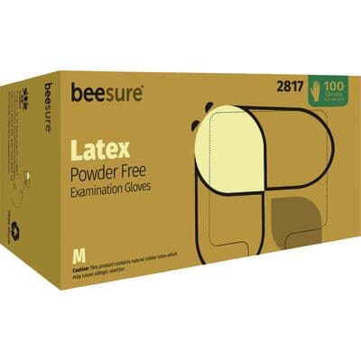 BeeSure Latex Exam Gloves, Powder Free, Non-Sterile, Medium, White, 100/Box, BE2817 thumbnail 13