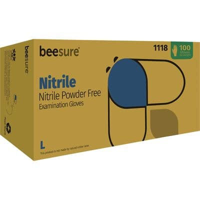 BeeSure® Nitrile Exam Gloves, Powder-Free, Non-Sterile, Large, Blue, 100/Box, BE1118 thumbnail 14