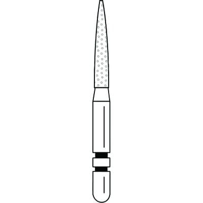 Two Striper Diamond Bur, FG, Flame, 260.8C, 1.4 mm Major/0.4 mm Minor Diameter, 8 mm Length, Coarse, Green, 5/Pk, 2015123 thumbnail 16