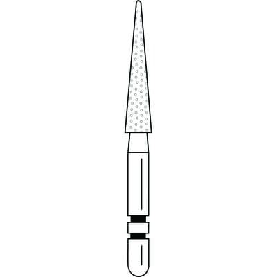 Two Striper Diamond Bur, FG, Cone, #209.10, Very Fine, Yellow, 2.3 mm Major/0.5 mm Minor Diameter, 10 mm Length, 5/Pk, 2015057 thumbnail 11