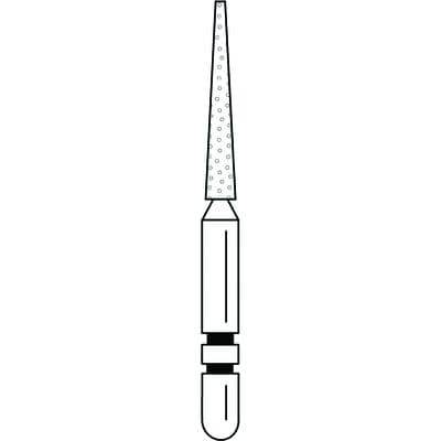 Two Striper® Diamond Bur #608.9F, Fine, Red, Cone, Friction Grip (FG), 1.4 mm Major / 0.4 mm Minor Diameter, 9.0 mm Length, 5/Pkg thumbnail 8