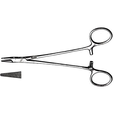 Vantage® Baumgartner Needle Holder, 5-1/2", Serrated Jaw, Straight Tip, Stainless Steel, Ring Handle, 1/Pkg thumbnail 4