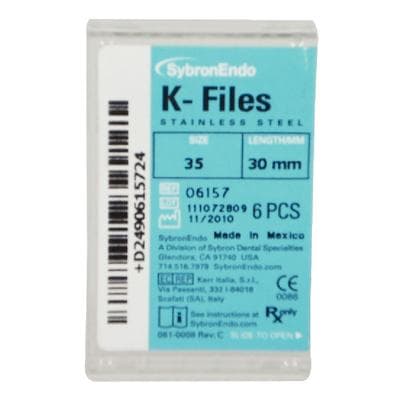 Kerr K-Files, Stainless Steel, 30 mm, #35, Green, 6/Pk, 06157 thumbnail 22