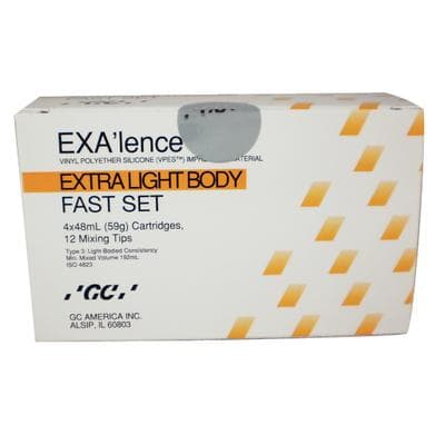 EXA'lence VPES Impression Material Refill, Extra Light Body, Fast Set, 48 mL Cartridges, Yellow, 4/Pkg with 12 Mixing Tips, 137204 thumbnail 12