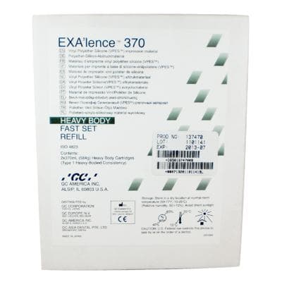 EXA'lence VPES Impression Material, Heavy Body, Fast Set, Refill Without Tips, 370 mL Cartridge, Hunter Green, 2/Pk, 137470 thumbnail 10