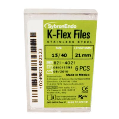 Kerr K-Flex Endodontic Files, Stainless Steel, 21mm, #15-40 Assorted, 6/Pack, 821-4021 thumbnail 17