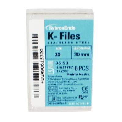 Kerr K-Files, Stainless Steel, 30 mm, #20, Yellow, 6/Pk, 06153 thumbnail 21