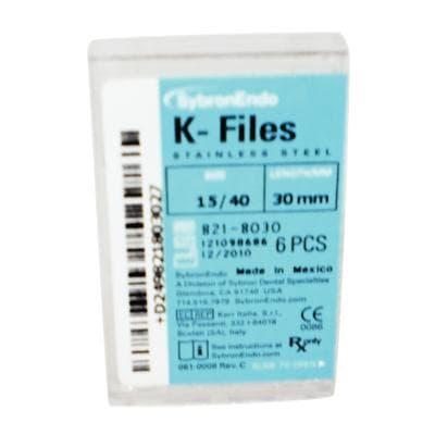 Kerr K-Files, Stainless Steel, 30 mm, #15-40 Assorted, 6/Pk, 821-8030 thumbnail 15