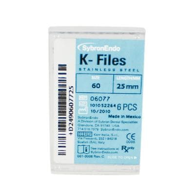 Kerr K-Files, Stainless Steel, 25 mm, #60, Blue, 6/Pk, 06077 thumbnail 15