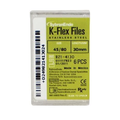 Kerr K-Flex Endodontic Files, Stainless Steel, 30mm, Assorted #45-80, 6/Pkg, 821-4130 thumbnail 18