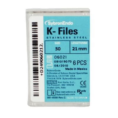 Kerr K-Files, Stainless Steel, 21 mm, #50, Yellow, 6/Pk, 06021 thumbnail 17