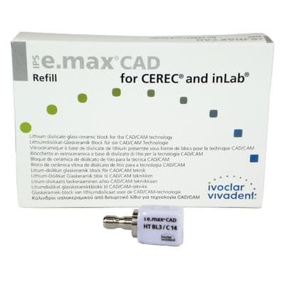 IPS e.max CAD HT (High Translucency) Lithium Disilicate Milling Block, Shade BL3, Size C14, for CEREC/inLab, 5/Box thumbnail 14
