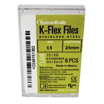 Kerr K-Flex Stainless Steel Hand Files, 25 mm, #15, White, 6/Pk, 15130 thumbnail 24