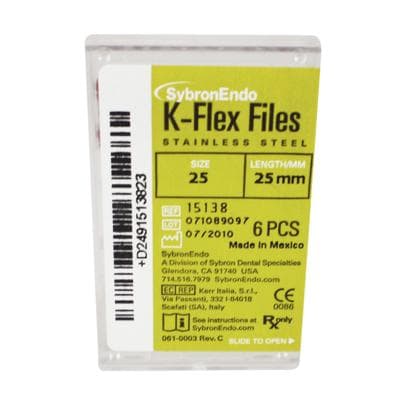 Kerr K-Flex Stainless Steel Hand Files, 25mm, #25, Red, 6/Pk, 15138 thumbnail 24