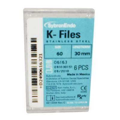 Kerr K-Files, Stainless Steel, 30 mm, #60, Blue, 6/Pk, 06163 thumbnail 13
