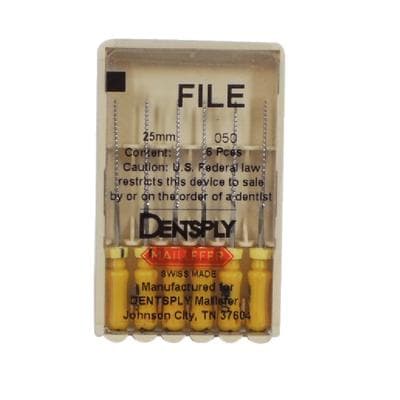 Dentsply Maillefer K-File, Stainless Steel, 25 mm, #50, Yellow, 6/Pk, 671139 thumbnail 13