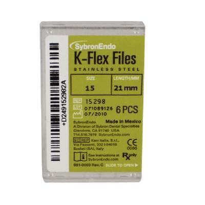 Kerr K-Flex Stainless Steel Hand Files, 21 mm, #15, White, 6/Pk, 15298 thumbnail 24