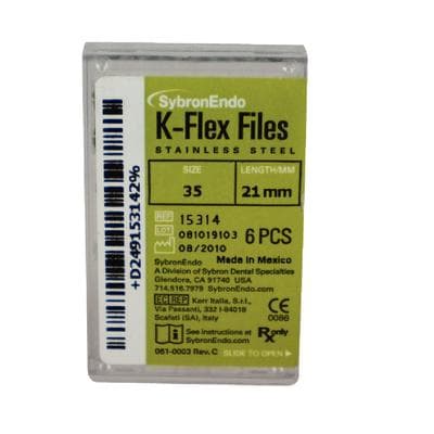 Kerr K-Flex Endodontic Files, Stainless Steel, Size #35, 21 mm, Green, 6/Pack, 15314 thumbnail 18