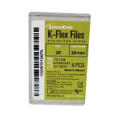 Kerr K-Flex Stainless Steel Hand Files, 25 mm, #20, Yellow, 6/Pk, 15134 thumbnail 24