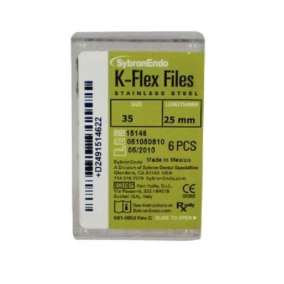 Kerr K-Flex Endodontic Files, Stainless Steel, Size #35, 25mm, Green, 6/Pack, 15146 thumbnail 18