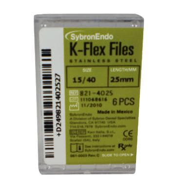 Kerr K-Flex Stainless Steel Hand Files, 25mm, #15-40 Assorted, Color-Coded Plastic Handle, 6/Pk, 821-4025 thumbnail 18