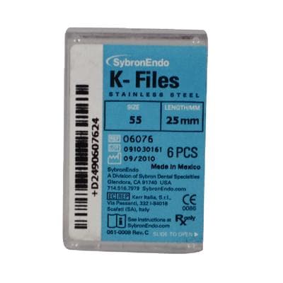 Kerr SybronEndo Stainless Steel K-Files, 25 mm, #55, Red, 6/Pk, 06076 thumbnail 16