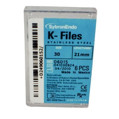 Kerr K-Files, Stainless Steel, 21 mm, #30, Blue, 6/Pk, 06015 thumbnail 22