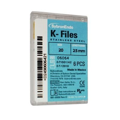 Kerr K-Files, Stainless Steel, 25 mm, #20, Yellow, 6/Pkg, 06064 thumbnail 22