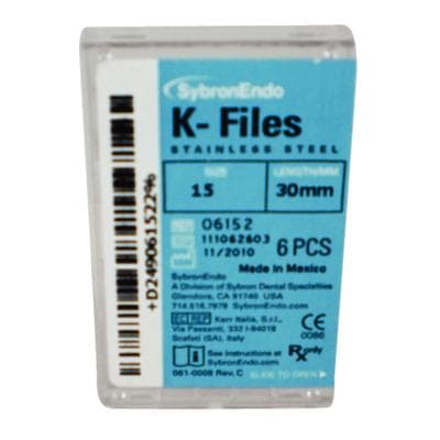 Kerr K-Files, Stainless Steel, 30 mm, #15, White, 6/Pk, 06152 thumbnail 21