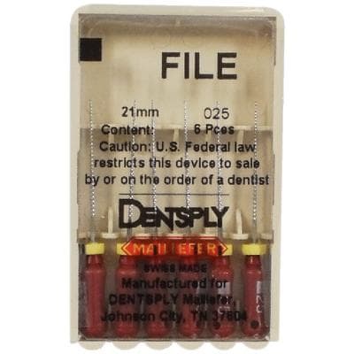 Dentsply Maillefer K-Type Files, Stainless Steel, 21 mm, Size #25, Red, 6/Pkg, 671104 thumbnail 9