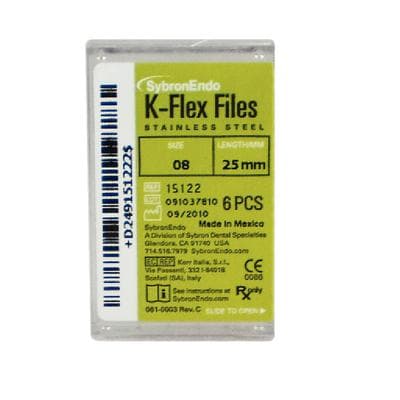 Kerr K-Flex Stainless Steel Hand Files, 25 mm, #08, Gray, 6/Pk, 15122 thumbnail 25