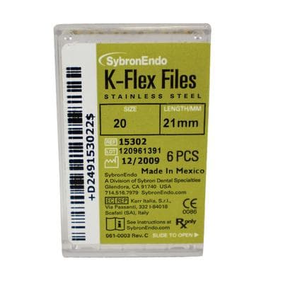 Kerr K-Flex Endodontic Files, #20 (Yellow), 21mm, Stainless Steel, 6/Box, 15302 thumbnail 23