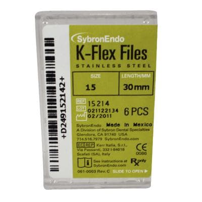 Kerr K-Flex Stainless Steel Hand Files, 30 mm, #15, White, 6/Pk, 15214 thumbnail 23