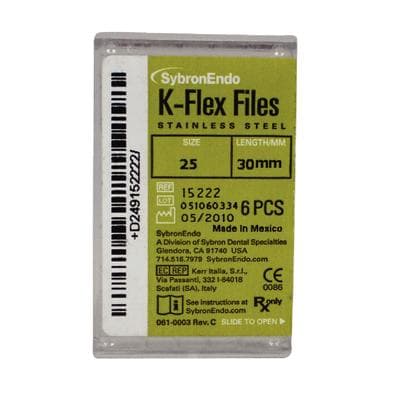 Kerr K-Flex Stainless Steel Hand Files, #25, 30mm, Red, 6/Pk, 15222 thumbnail 25