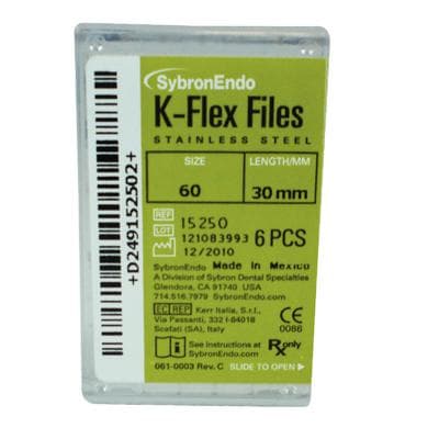 Kerr K-Flex Stainless Steel Hand Files, 30 mm, Size #60, Blue, 6/Pack, 15250 thumbnail 12