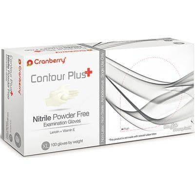 Cranberry Contour Plus Nitrile Exam Gloves, Powder Free, Latex Free, White, Extra Large, 100/Box, CR3229 thumbnail 7