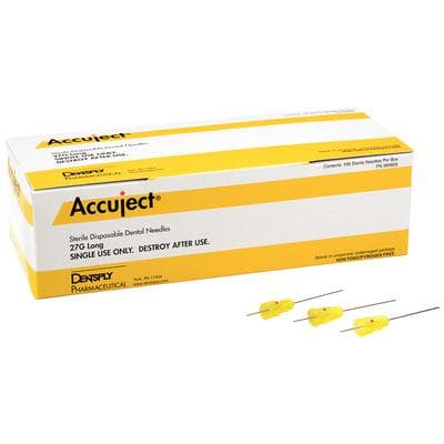 Accuject Disposable Dental Needles, Plastic Hub, 27 Gauge Long (32mm), Yellow, Sterile, 100/Box, 900805 thumbnail 21