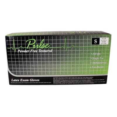 Pulse Latex Powder-Free Exam Gloves, Textured, Chlorinated, Non-Sterile, Small, White, 100/Bx, 151100 thumbnail 7