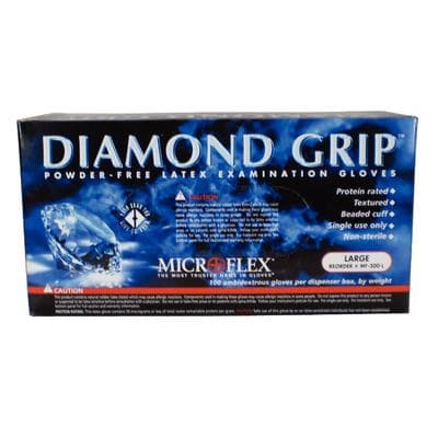 Microflex Diamond Grip MF-300 Powder-Free Latex Exam Gloves, Large, Natural, 100/Box, MF-300-L thumbnail 16