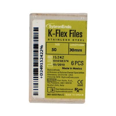 Kerr K-Flex Stainless Steel Hand Files, 30 mm, Size #50, Yellow, 6/Pack, 15242 thumbnail 18