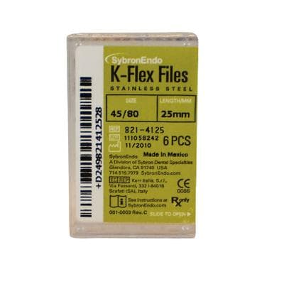 Kerr K-Flex Endodontic Files, Stainless Steel, 25 mm, Assorted #45-80, 6/Pkg, 821-4125 thumbnail 17