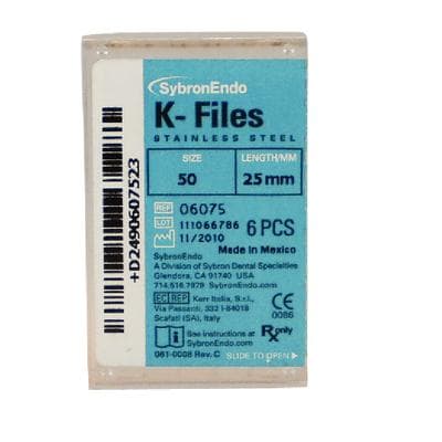 Kerr SybronEndo K-Files, Stainless Steel, 25 mm, #50, Yellow, 6/Pk, 06075 thumbnail 22