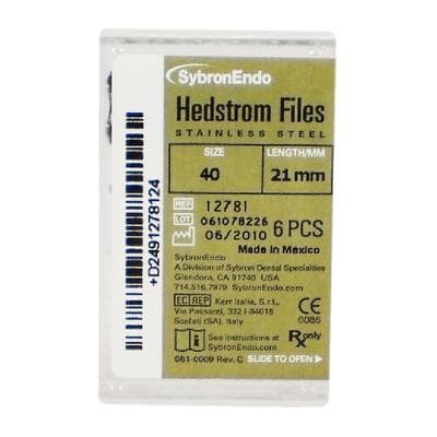 Sybron Endo Hedstrom Files, Stainless Steel, 21 mm, Size #40, Black, 6/Pk, 12781 thumbnail 15