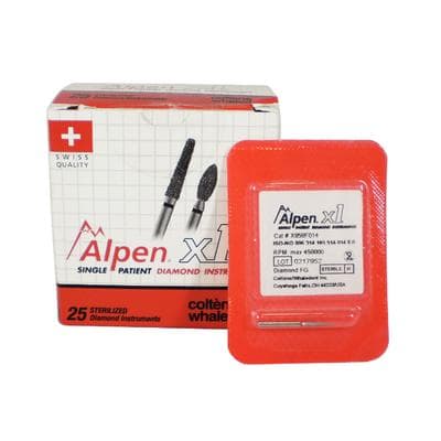 Alpen X1 Diamond Single-Use Burs, FG, #858-014F, Cone Pointed End, Fine, Red, 1.4 mm, 25/Pk, X858F014 thumbnail 20