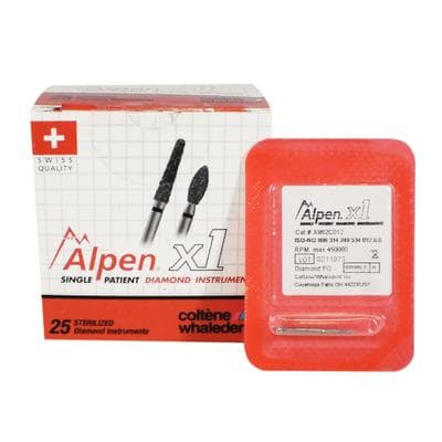 Alpen x1 Sterile Single-Use Diamond Bur, FG, Flame #862-012, Coarse, Green, 1.2 mm, 25/Pk, X862C012 thumbnail 9