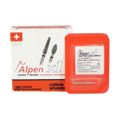 Alpen x1 Single-Use Diamond Bur, FG, #856-016M, Round End Taper, Medium Grit, 1.6 mm, 25/Pk, X8568M016 thumbnail 9