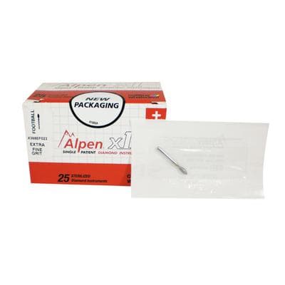 Alpen x1 Single-Use Diamond Bur, FG, #368-023EF, Football, Extra-Fine, Yellow, 2.3 mm, 25/Pk, X368EF023 thumbnail 8