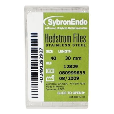 Sybron Endo Hedstrom Files, Stainless Steel, 30 mm, Size #40, Black, 6/Pk, 12829 thumbnail 10