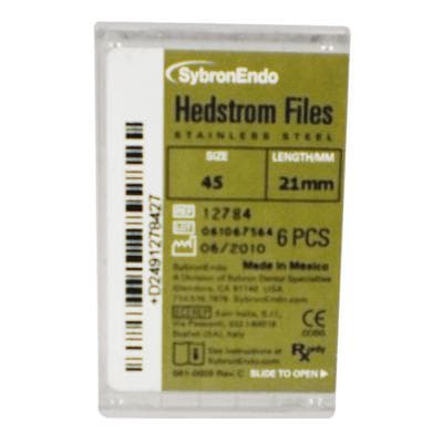 Kerr SybronEndo Hedstrom Files, Stainless Steel, 21 mm, Size #45, White, 6/Pk, 12784 thumbnail 16